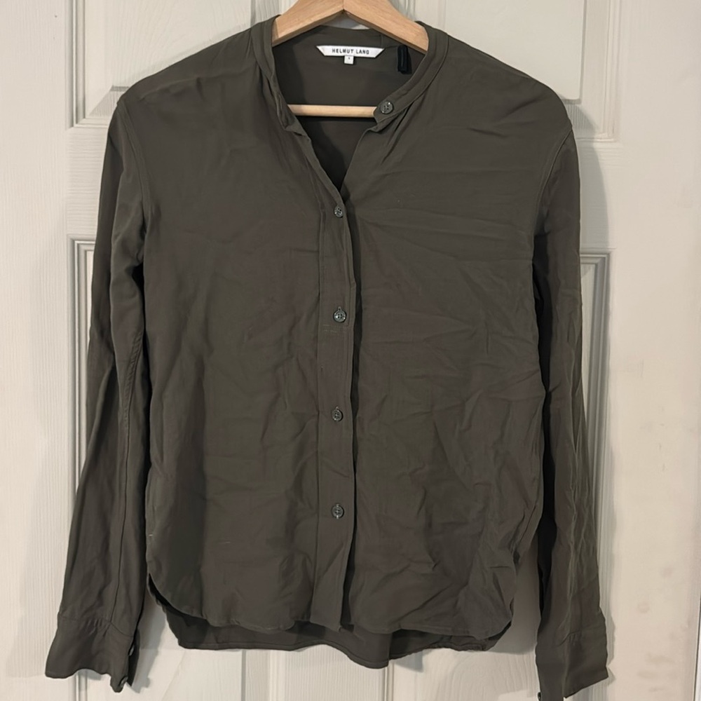 Helmut Lang green button down top